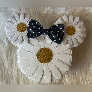 LOUNGEFLY Blinged Rhinestone Disney Minnie Mouse Daisy 🌼 Crossbody Purse NWOT
